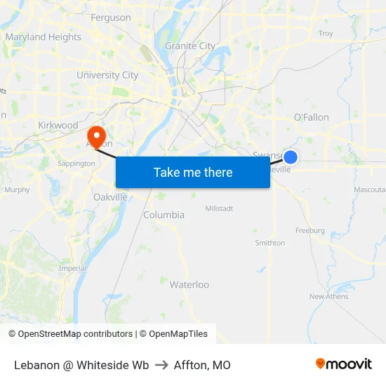 Lebanon @ Whiteside Wb to Affton, MO map