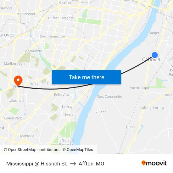 Mississippi @ Hissrich Sb to Affton, MO map