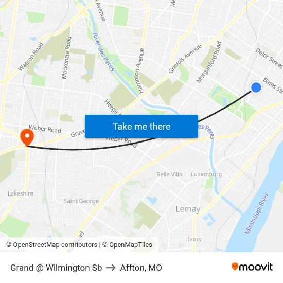 Grand @ Wilmington Sb to Affton, MO map