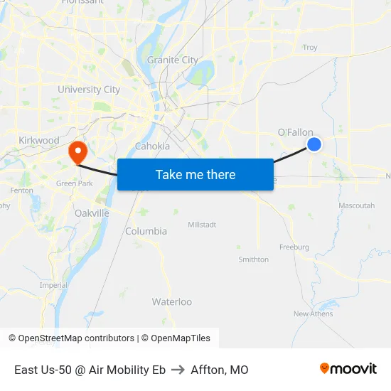 East Us-50 @ Air Mobility Eb to Affton, MO map