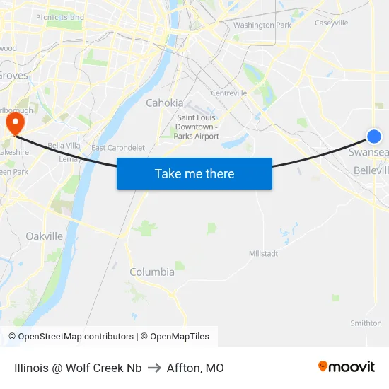 Illinois @ Wolf Creek Nb to Affton, MO map