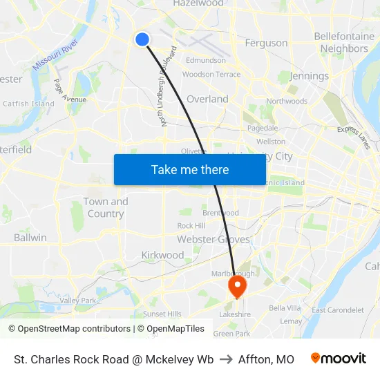 St. Charles Rock Road @ Mckelvey Wb to Affton, MO map