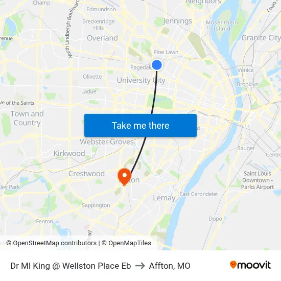 Dr Ml King @ Wellston Place Eb to Affton, MO map