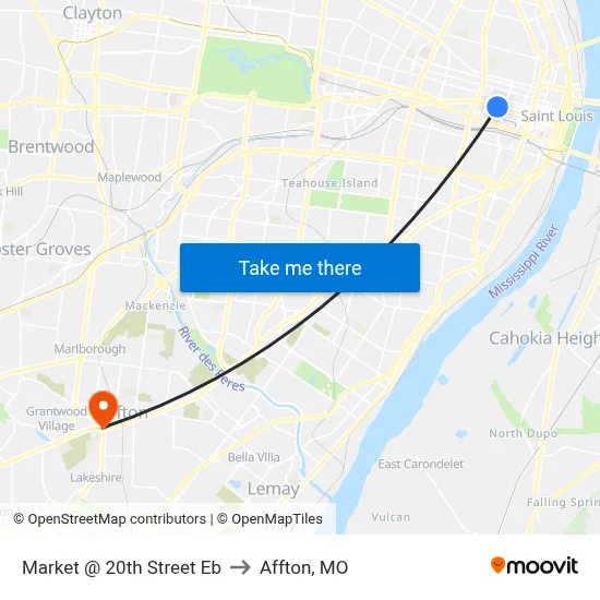 Market @ 20th Street Eb to Affton, MO map