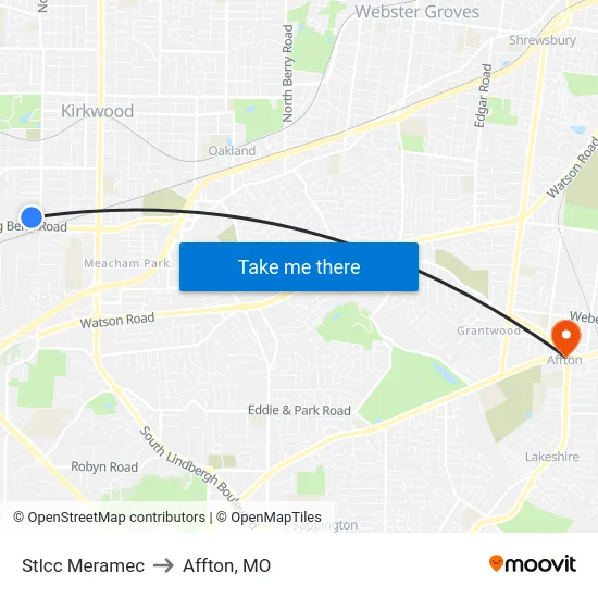 Stlcc Meramec to Affton, MO map