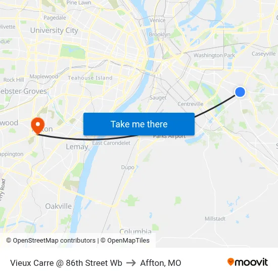 Vieux Carre @ 86th Street Wb to Affton, MO map