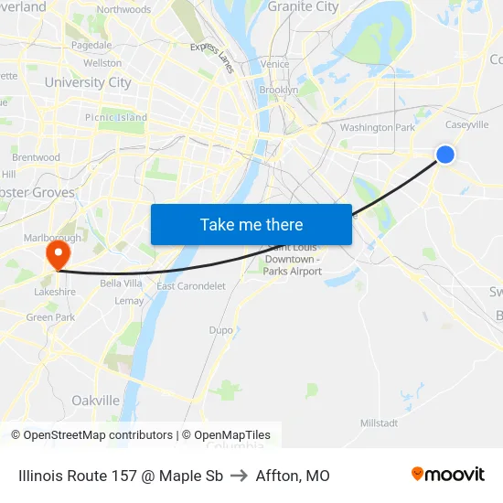 Illinois Route 157 @ Maple Sb to Affton, MO map