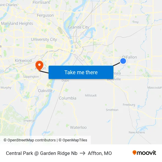 Central Park @ Garden Ridge Nb to Affton, MO map