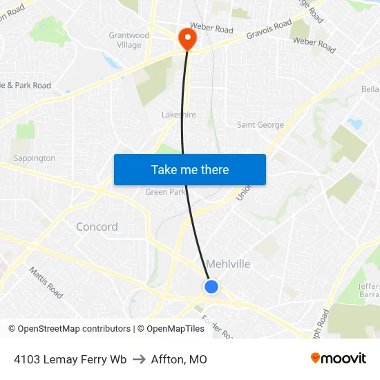 4103 Lemay Ferry Wb to Affton, MO map