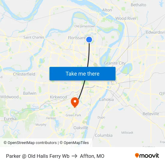 Parker @ Old Halls Ferry Wb to Affton, MO map