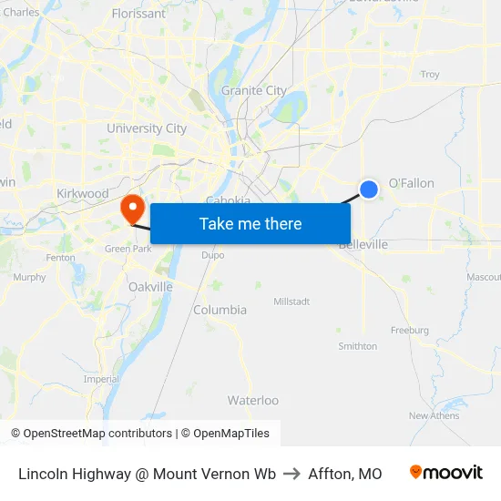 Lincoln Highway @ Mount Vernon Wb to Affton, MO map
