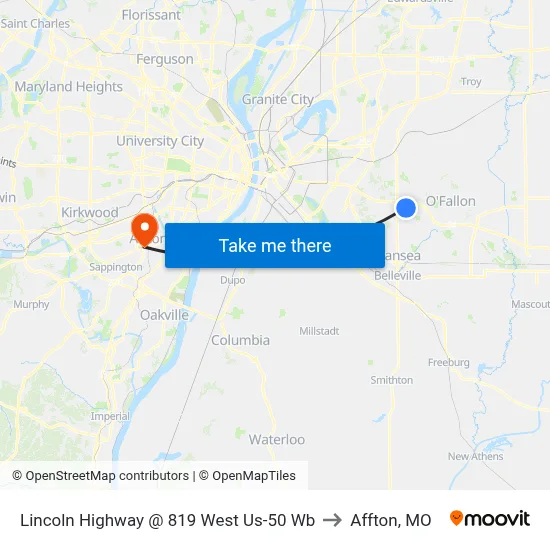 Lincoln Highway @ 819 West Us-50 Wb to Affton, MO map