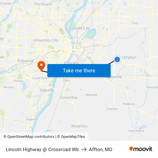 Lincoln Highway @ Crossroad Wb to Affton, MO map