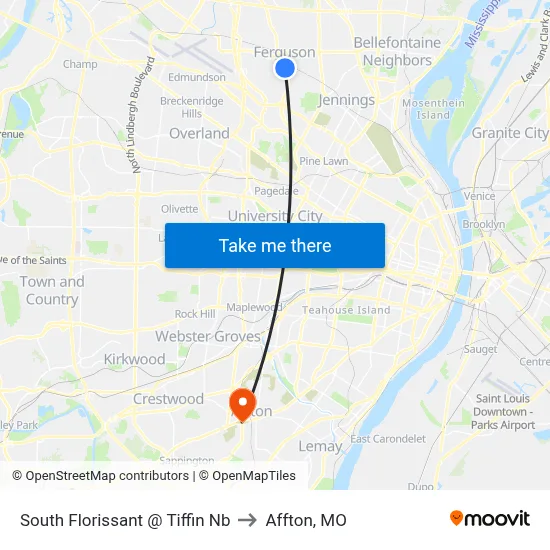 South Florissant @ Tiffin Nb to Affton, MO map