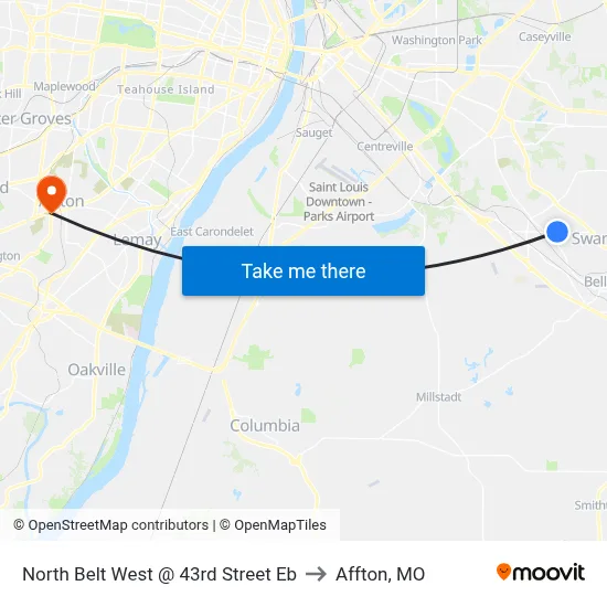 North Belt West @ 43rd Street Eb to Affton, MO map