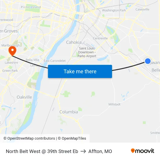 North Belt West @ 39th Street Eb to Affton, MO map