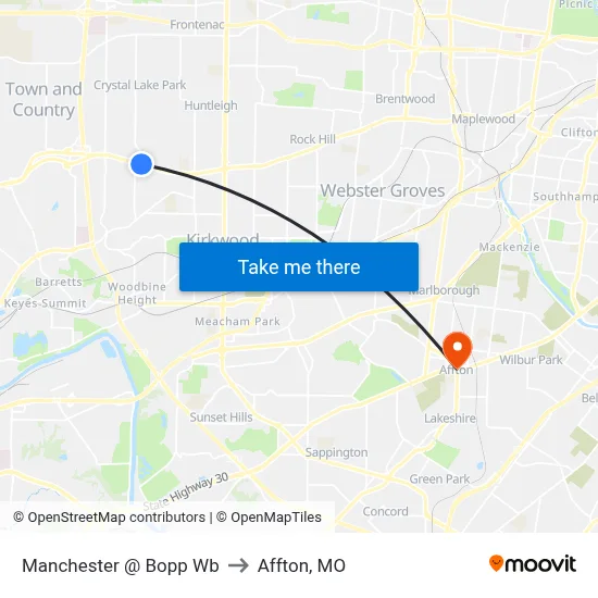 Manchester @ Bopp Wb to Affton, MO map