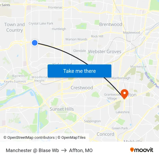 Manchester @ Blase Wb to Affton, MO map