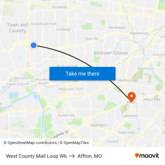 West County Mall Loop Wb to Affton, MO map