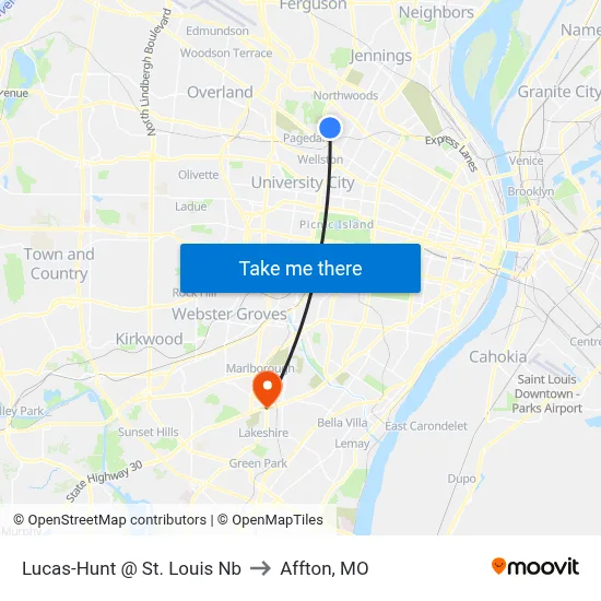 Lucas-Hunt @ St. Louis Nb to Affton, MO map