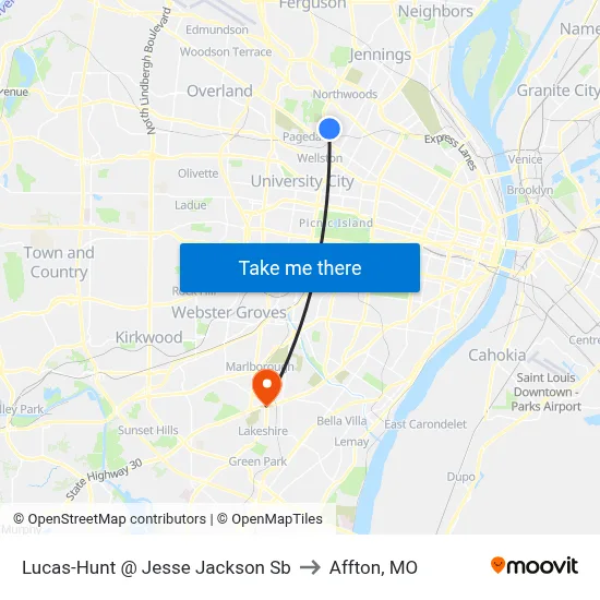 Lucas-Hunt @ Jesse Jackson Sb to Affton, MO map