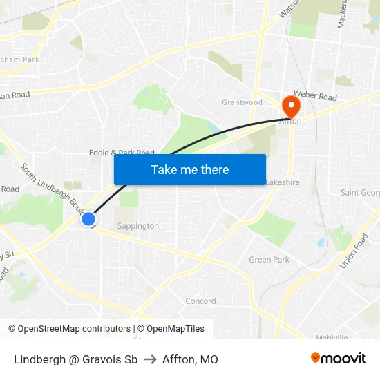 Lindbergh @ Gravois Sb to Affton, MO map