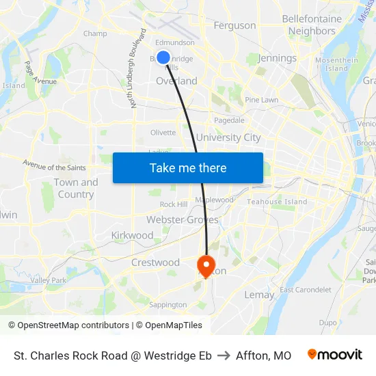 St. Charles Rock Road @ Westridge Eb to Affton, MO map