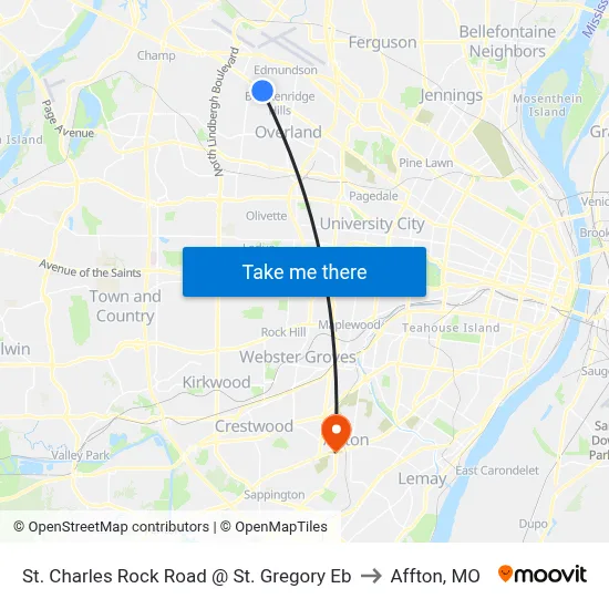 St. Charles Rock Road @ St. Gregory Eb to Affton, MO map