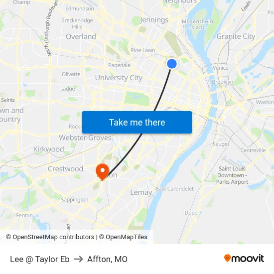 Lee @ Taylor Eb to Affton, MO map