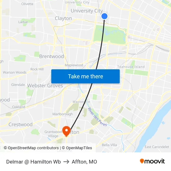 Delmar @ Hamilton Wb to Affton, MO map