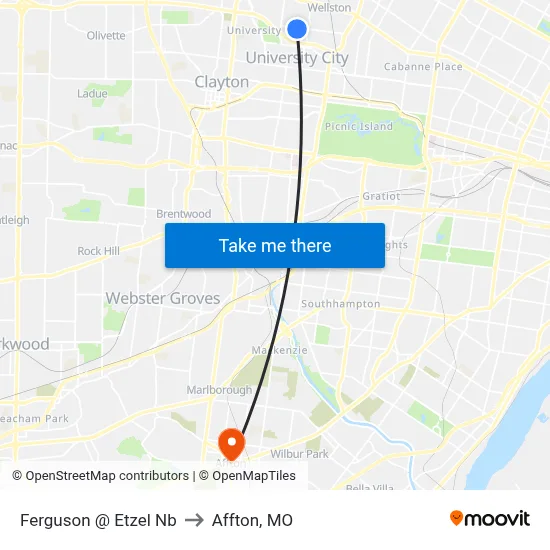 Ferguson @ Etzel Nb to Affton, MO map