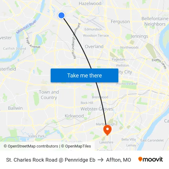 St. Charles Rock Road @ Pennridge Eb to Affton, MO map