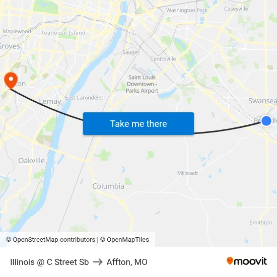 Illinois @ C Street Sb to Affton, MO map