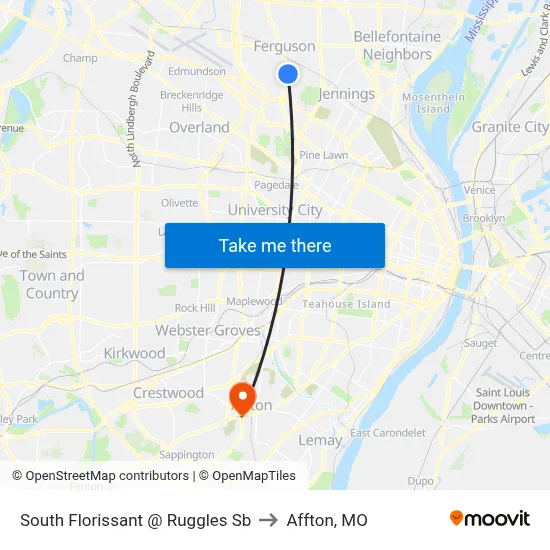 South Florissant @ Ruggles Sb to Affton, MO map