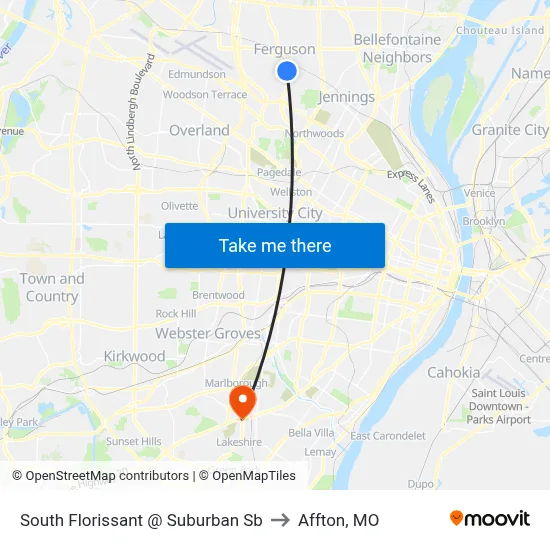 South Florissant @ Suburban Sb to Affton, MO map