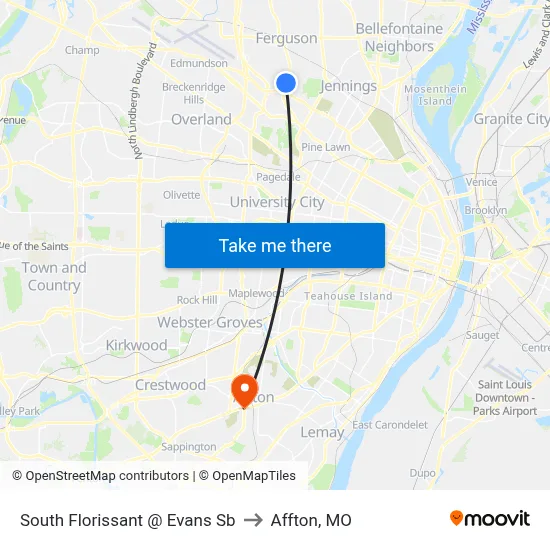 South Florissant @ Evans Sb to Affton, MO map