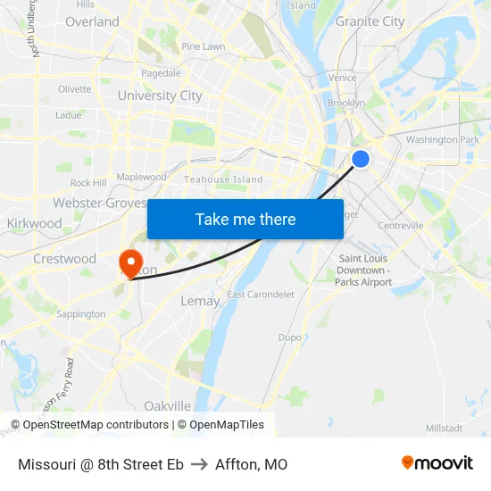 Missouri @ 8th Street Eb to Affton, MO map