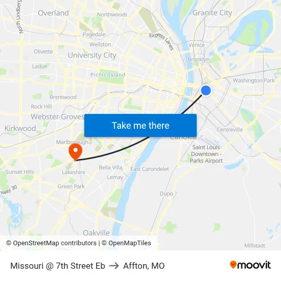 Missouri @ 7th Street Eb to Affton, MO map