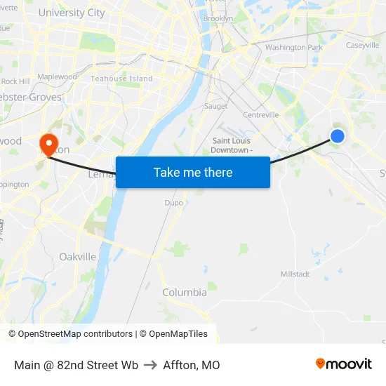 Main @ 82nd Street Wb to Affton, MO map