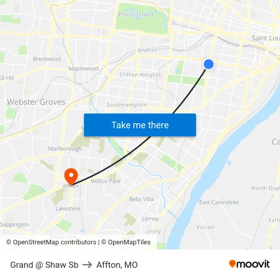 Grand @ Shaw Sb to Affton, MO map