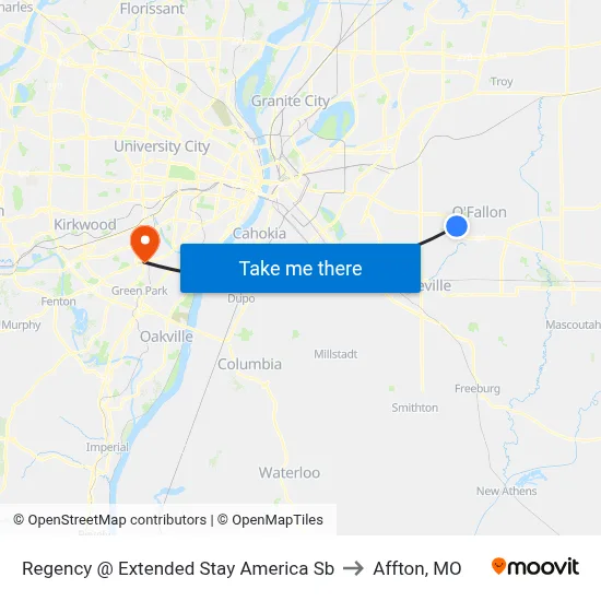 Regency @ Extended Stay America Sb to Affton, MO map
