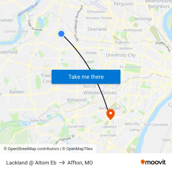 Lackland @ Altom Eb to Affton, MO map