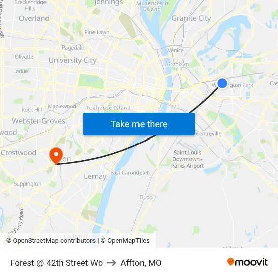 Forest @ 42th Street Wb to Affton, MO map