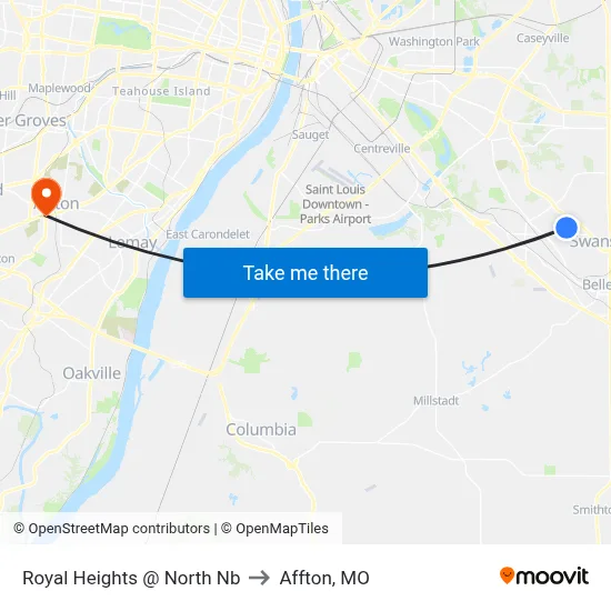 Royal Heights @ North Nb to Affton, MO map