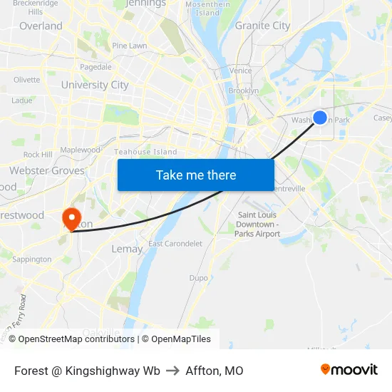 Forest @ Kingshighway Wb to Affton, MO map