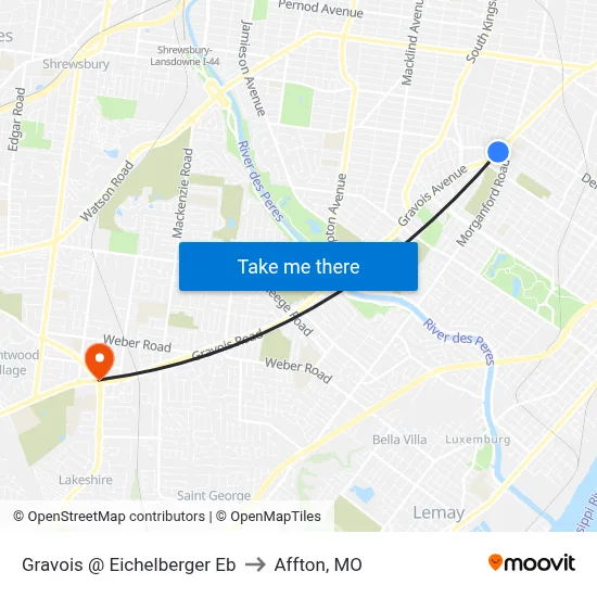 Gravois @ Eichelberger Eb to Affton, MO map