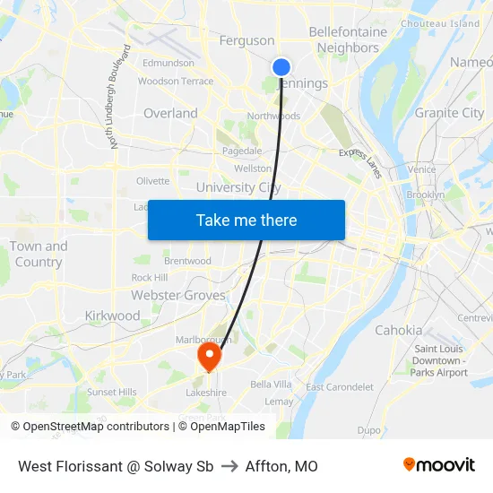 West Florissant @ Solway Sb to Affton, MO map
