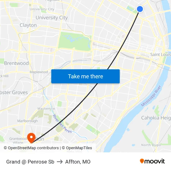 Grand @ Penrose Sb to Affton, MO map