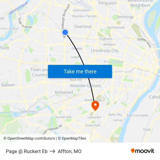 Page @ Ruckert Eb to Affton, MO map