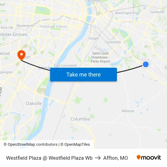 Westfield Plaza @ Westfield Plaza Wb to Affton, MO map